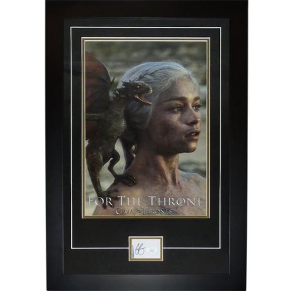 Game of Thrones 11x17 Poster Deluxe Framed with Emilia Clarke Autograph - JSA