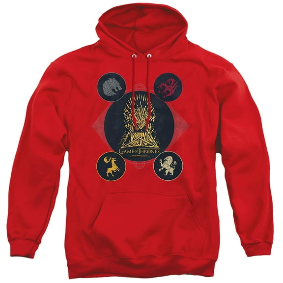 Game of Thrones 4 Houses 4 The Throne Unisex Adult Pull-Over Hoodie,Red, Small