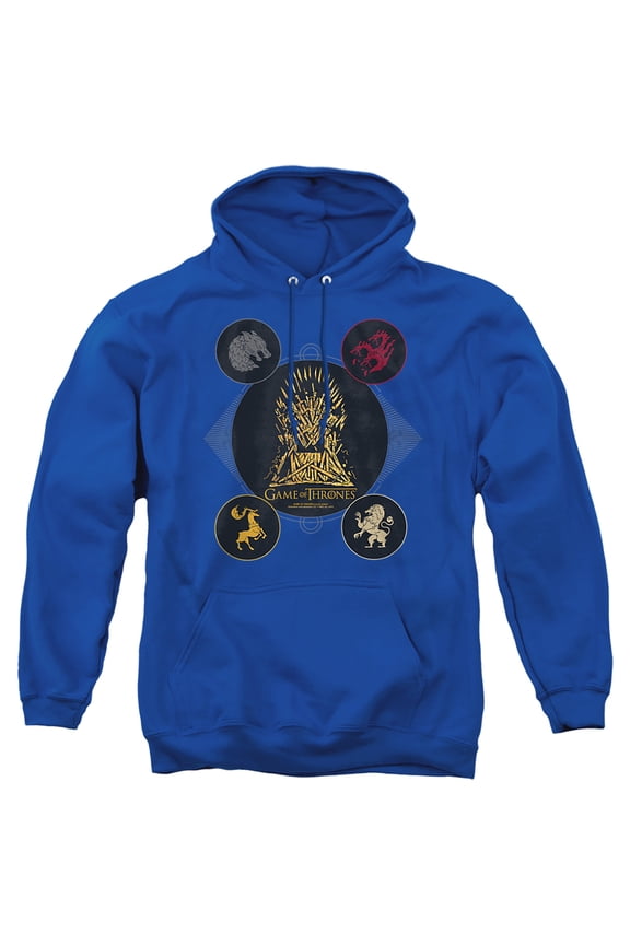 Game of Thrones 4 Houses 4 The Throne Unisex Adult Pull-Over Hoodie,Royal, Large