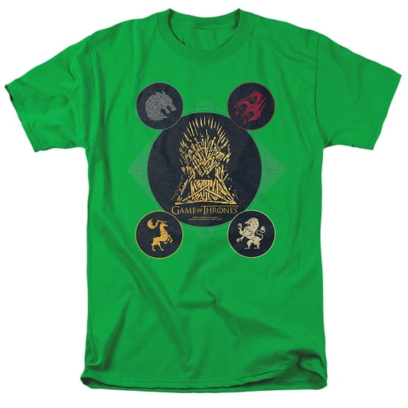 Game of Thrones 4 Houses 4 The Throne Unisex Adult T-Shirt, Kelly Green, 5X-Large