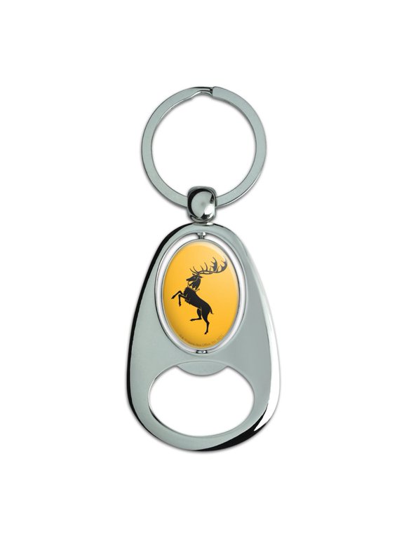 Game of Thrones Baratheon Sigil Keychain Chrome Metal Spinning Oval Bottle Opener