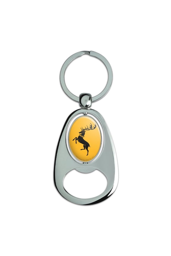 Game of Thrones Baratheon Sigil Keychain Chrome Metal Spinning Oval Bottle Opener