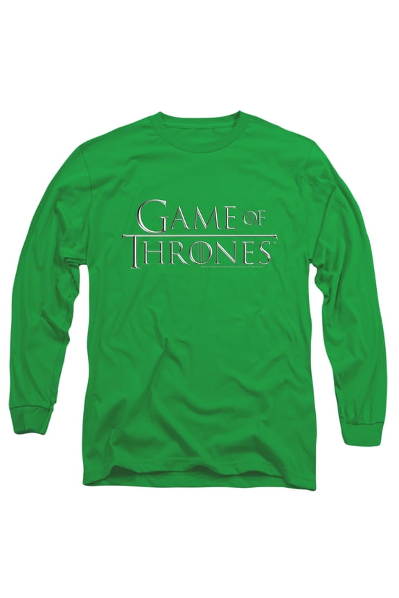 Game of Thrones Chrome Logo Unisex Adult Long-Sleeve T Shirt,Kelly Green, Large