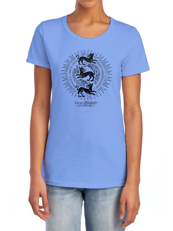 Game of Thrones Clegane Burst Sigil Women's T Shirt,Carolina Blue, 2X-Large