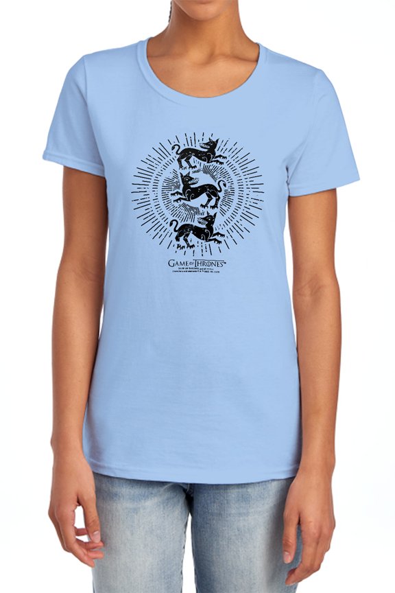 Game of Thrones Clegane Burst Sigil Women's T Shirt,Light Blue, Large