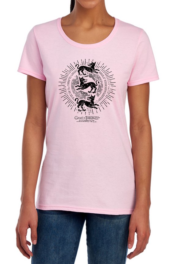 Game of Thrones Clegane Burst Sigil Women's T Shirt,Pink, X-Large