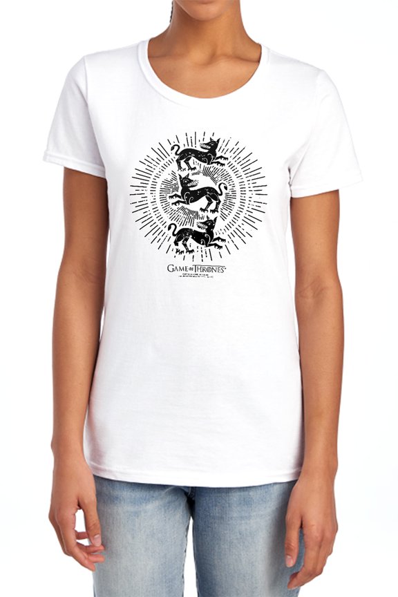 Game of Thrones Clegane Burst Sigil Women's T Shirt,White, Medium