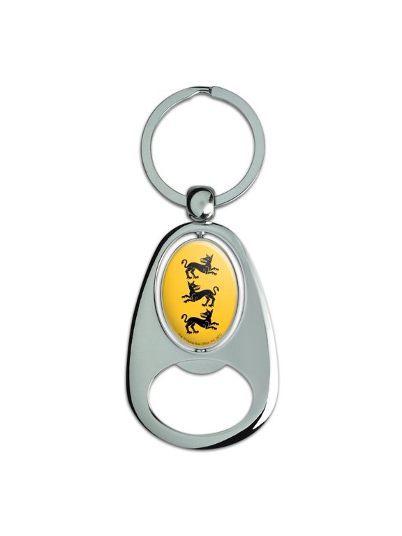 Game of Thrones Clegane Sigil Keychain Chrome Metal Spinning Oval Bottle Opener