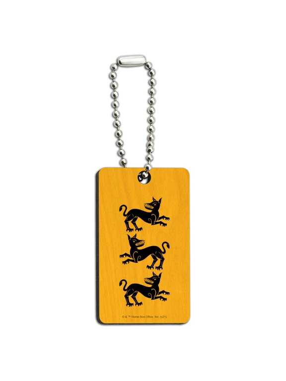 Game of Thrones Clegane Sigil Wood Wooden Rectangle Keychain Key Ring