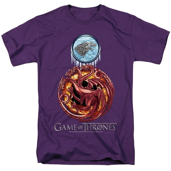 Game of Thrones Combined Targaryn and Stark Unisex Adult T-Shirt, Purple, 3X-Large