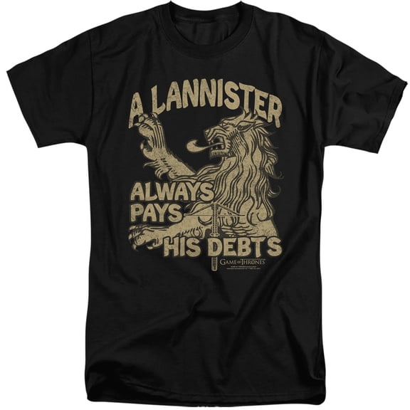 Game of Thrones Debts Unisex Adult Tall T Shirt,Debts, 3X-Large