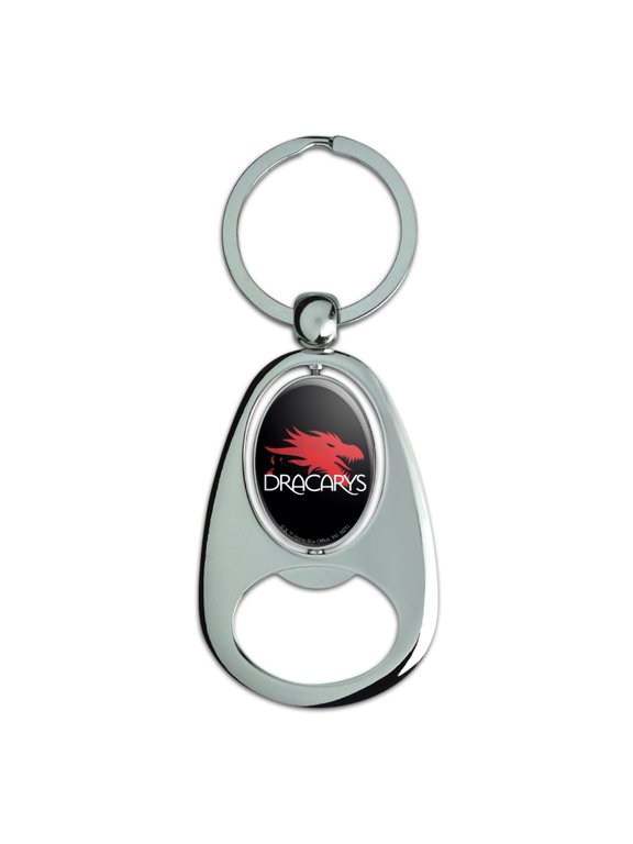 Game of Thrones Dracarys Keychain Chrome Metal Spinning Oval Bottle Opener