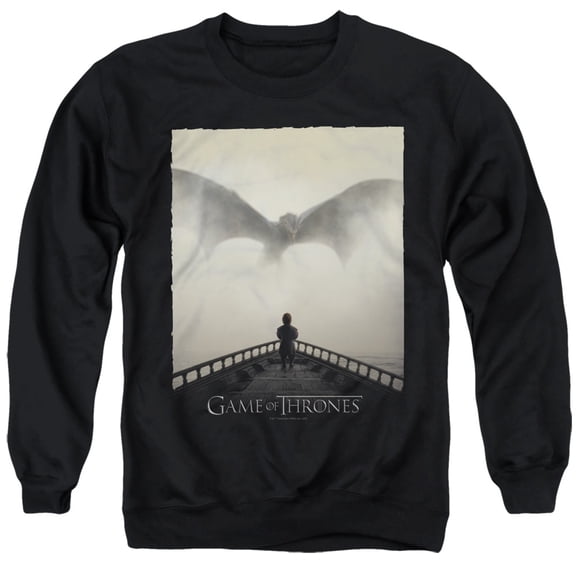 Game of Thrones Dragon 1 Unisex Adult Crewneck Sweatshirt,Black, Medium