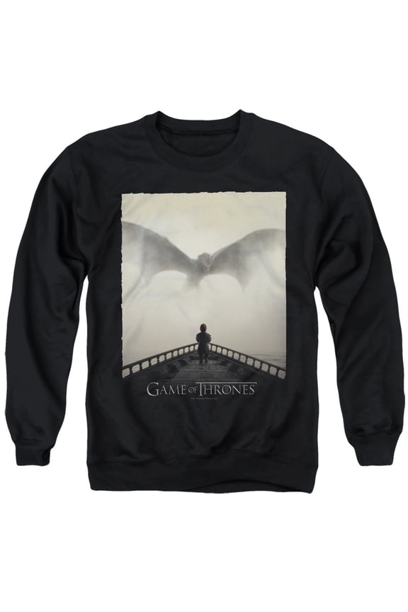 Game of Thrones Dragon 1 Unisex Adult Crewneck Sweatshirt,Black, Medium