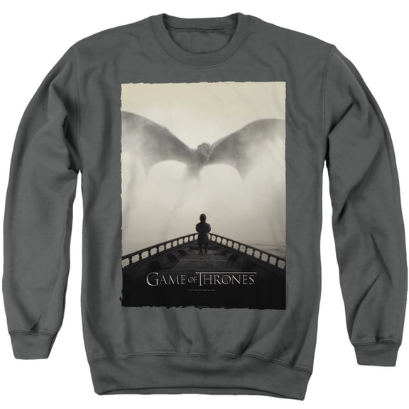 Game of Thrones Dragon 2 Unisex Adult Crewneck Sweatshirt,Charcoal, Large