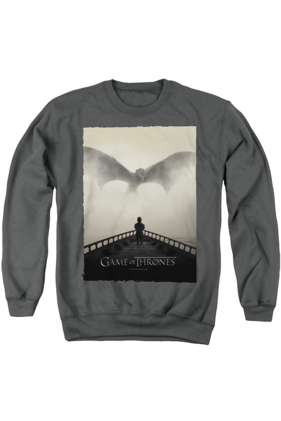 Game of Thrones Dragon 2 Unisex Adult Crewneck Sweatshirt,Charcoal, Large