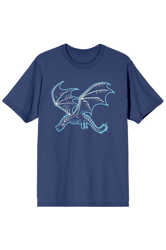 Game of Thrones Dragon Art Women's Navy Blue Graphic Tee-Large