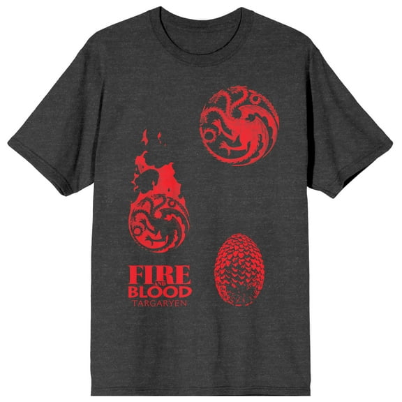 Game of Thrones Dragon Egg, Fire, Blood Women's Dark Gray Heather Graphic Tee-Medium