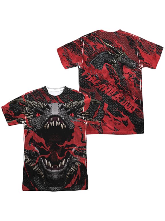 Game of Thrones Dragons (Front/Back Print) Unisex Adult Sublimated T Shirt,Multi, X-Large