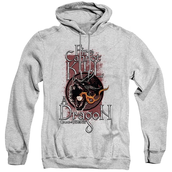 Game of Thrones Fire Cannot Kill A Dragon Unisex Adult Pull-Over Hoodie,Athletic Heather, Large