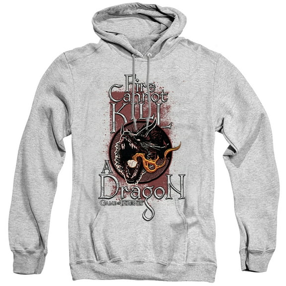 Game of Thrones Fire Cannot Kill A Dragon Unisex Adult Pull-Over Hoodie,Athletic Heather, Large