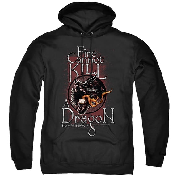 Game of Thrones Fire Cannot Kill A Dragon Unisex Adult Pull-Over Hoodie,Black, 3X-Large