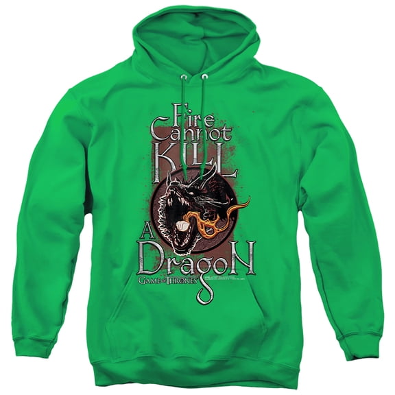Game of Thrones Fire Cannot Kill A Dragon Unisex Adult Pull-Over Hoodie,Kelly Green, X-Large