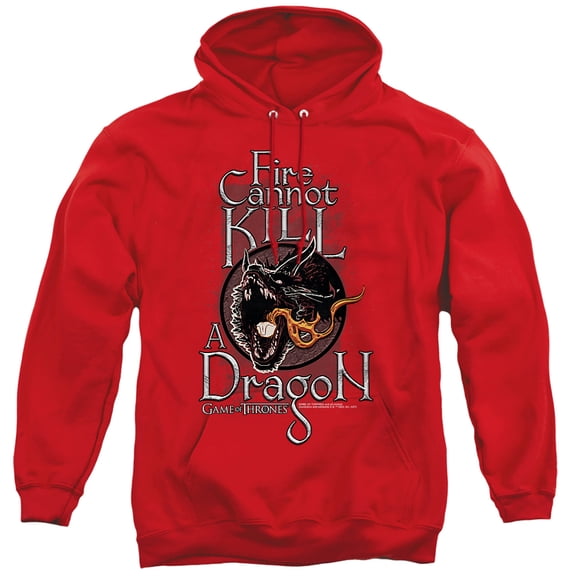 Game of Thrones Fire Cannot Kill A Dragon Unisex Adult Pull-Over Hoodie,Red, X-Large