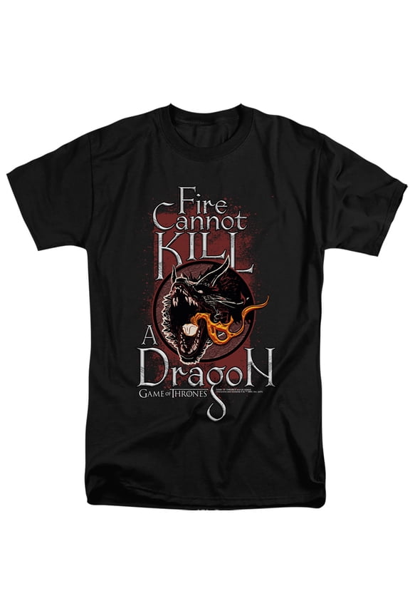 Game of Thrones Fire Cannot Kill A Dragon Unisex Adult Tall T Shirt,Black, X-Large