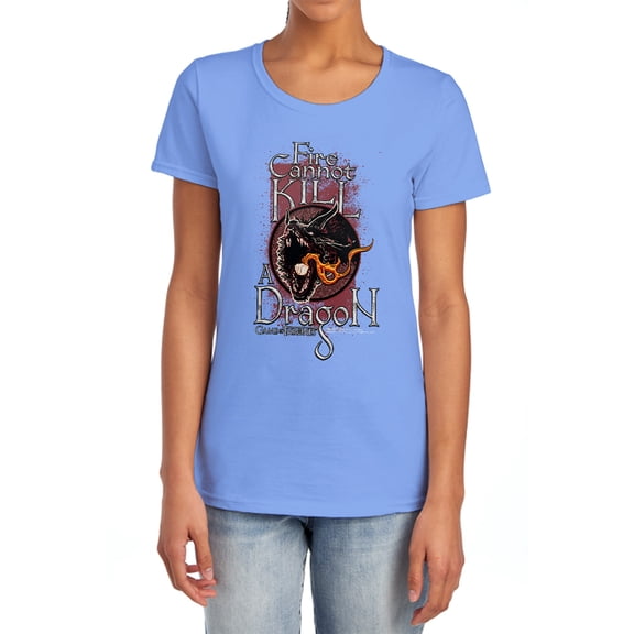 Game of Thrones Fire Cannot Kill A Dragon Women's T Shirt,Carolina Blue, 2X-Large