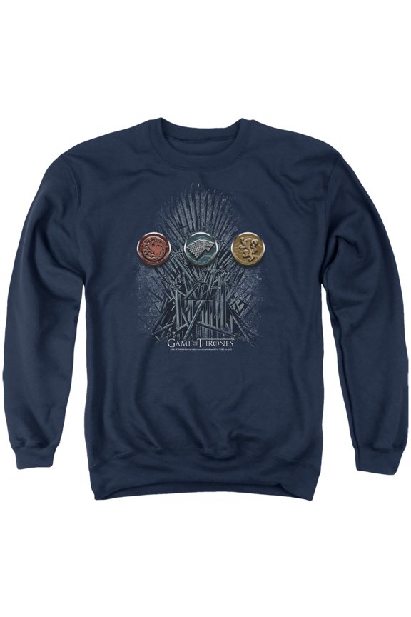 Game of Thrones For The Throne Sigils Unisex Adult Crewneck Sweatshirt,Navy, Large