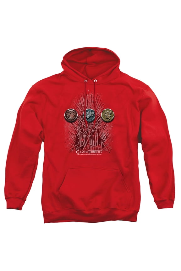 Game of Thrones For The Throne Sigils Unisex Adult Pull-Over Hoodie,Red, Large