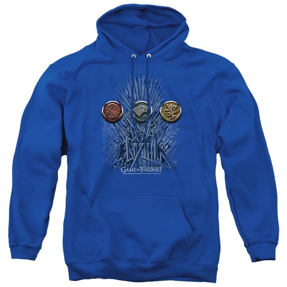 Game of Thrones For The Throne Sigils Unisex Adult Pull-Over Hoodie,Royal, Small