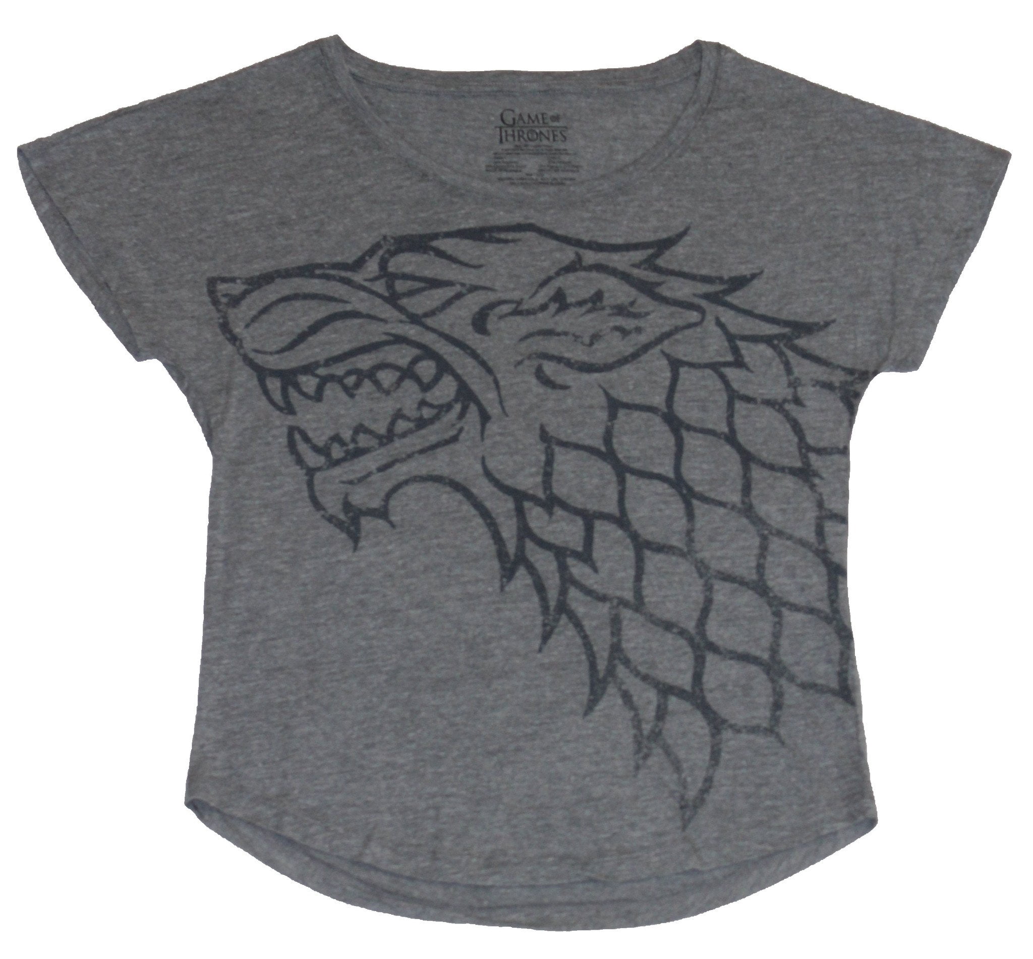 Game of Thrones Girls Juniors T-Shirt - Large Side Print Stark Wolf ...