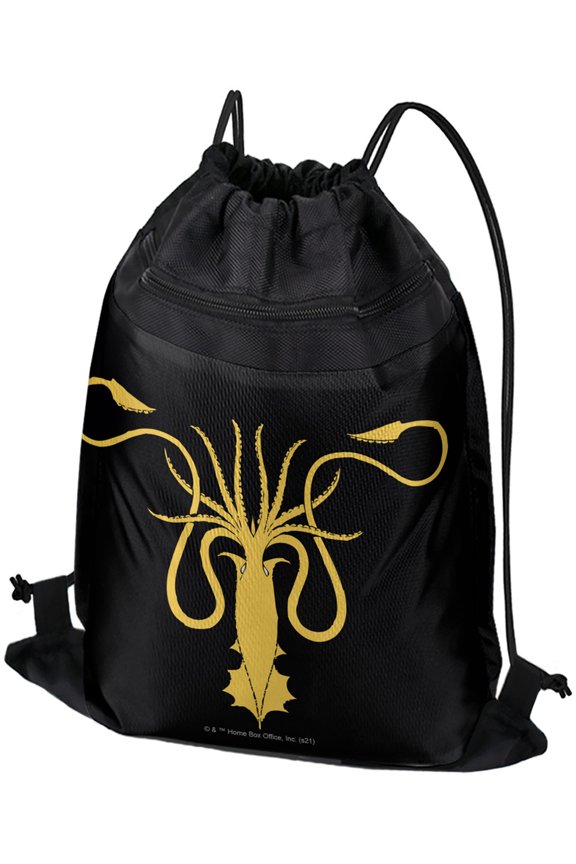 Game of Thrones Greyjoy Sigil Drawstring Backpack Sports Bag Sackpack 17" x 13", Perfect for Gym, Yoga or Practice