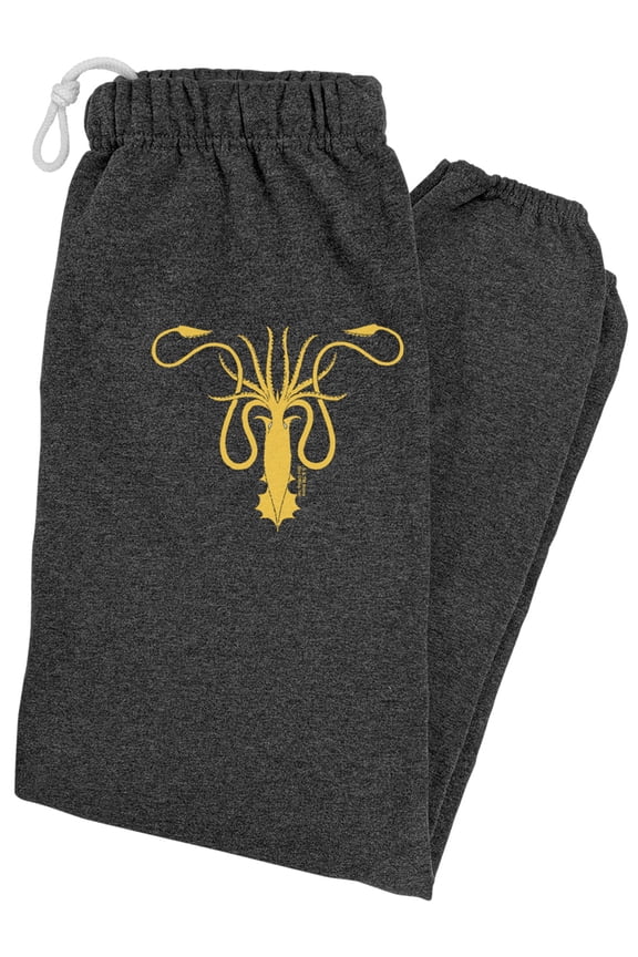 Game of Thrones Greyjoy Sigil Unisex Jogger Sweatpants for Men and Women, Charcoal Heather, Medium