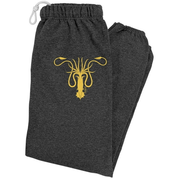 Game of Thrones Greyjoy Sigil Unisex Jogger Sweatpants for Men and Women, Charcoal Heather, Small