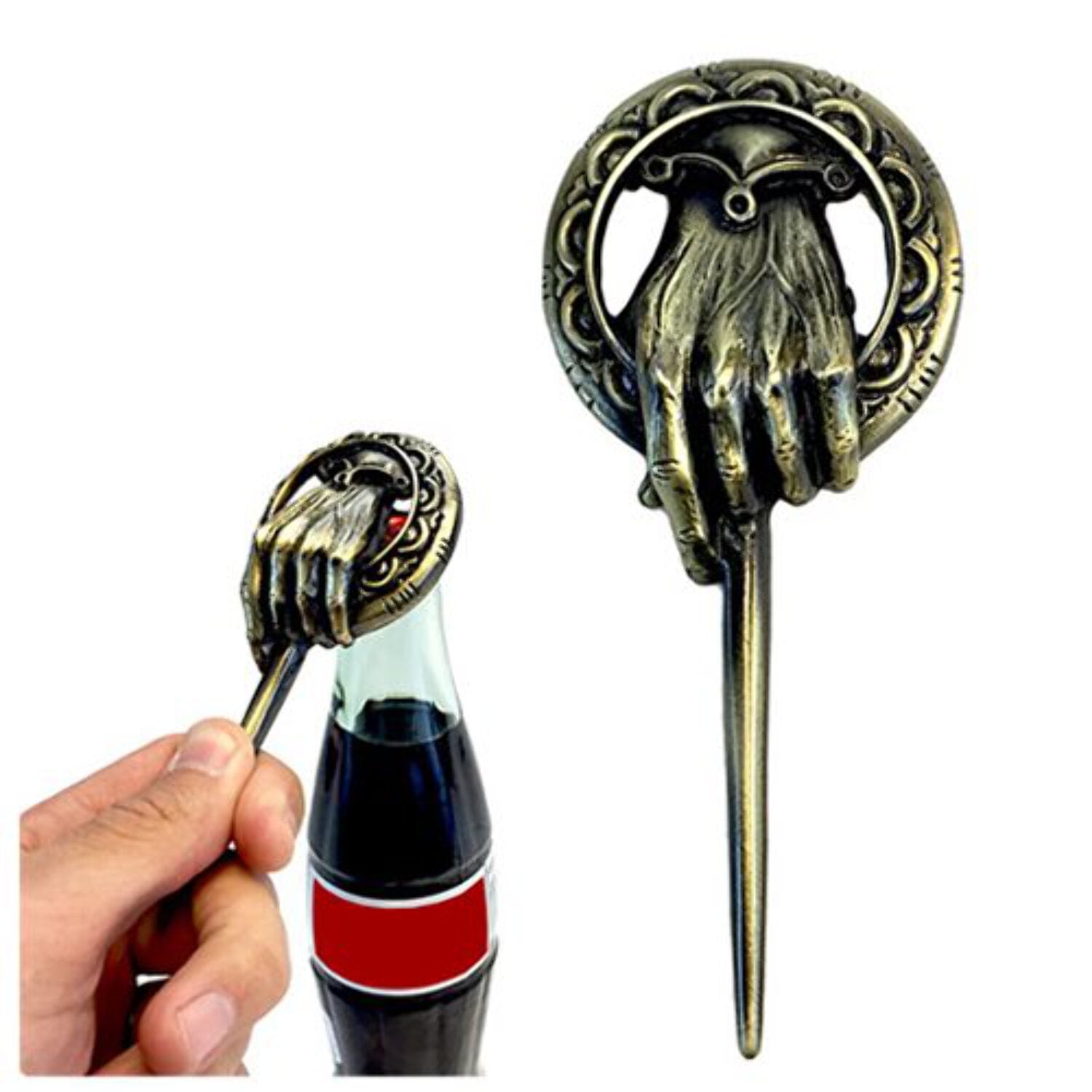 Antique Gold Hand of the King Metal Bottle Opener