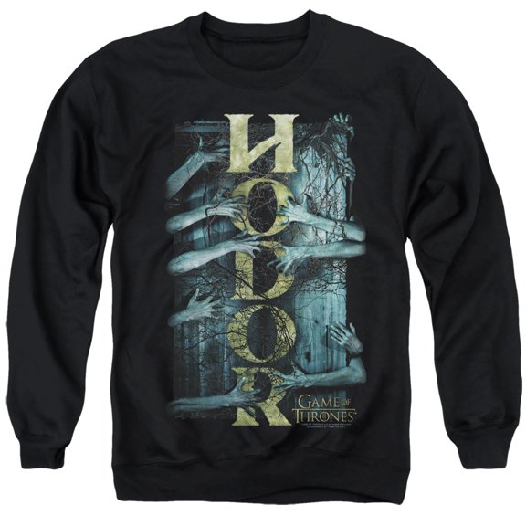 Game of Thrones Hodor Unisex Adult Crewneck Sweatshirt,Black, Large