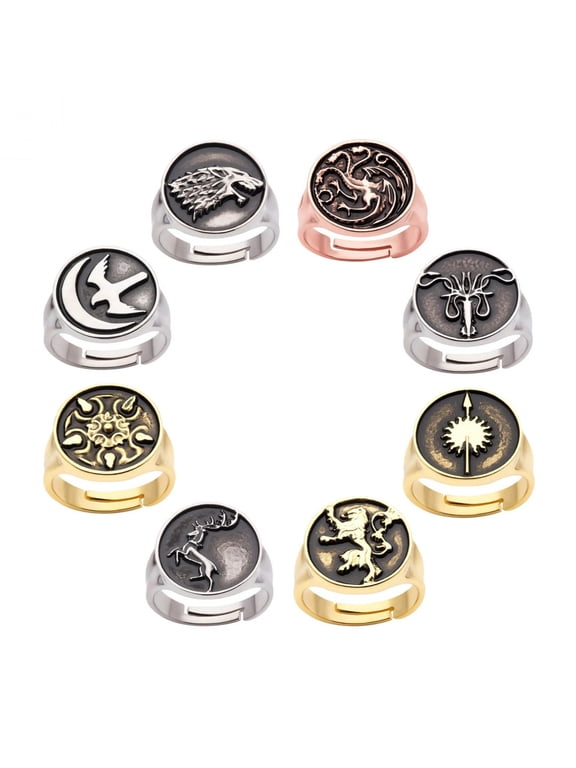 House Crests Adjustable Ring 8-Piece Set