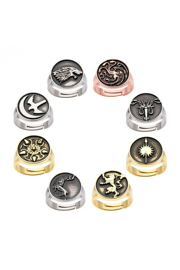 House Crests Adjustable Ring 8-Piece Set