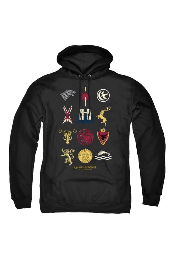 Game of Thrones House Sigils Unisex Adult Pull-Over Hoodie,Black, X-Large