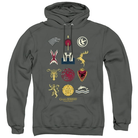 Game of Thrones House Sigils Unisex Adult Pull-Over Hoodie,Charcoal, Medium