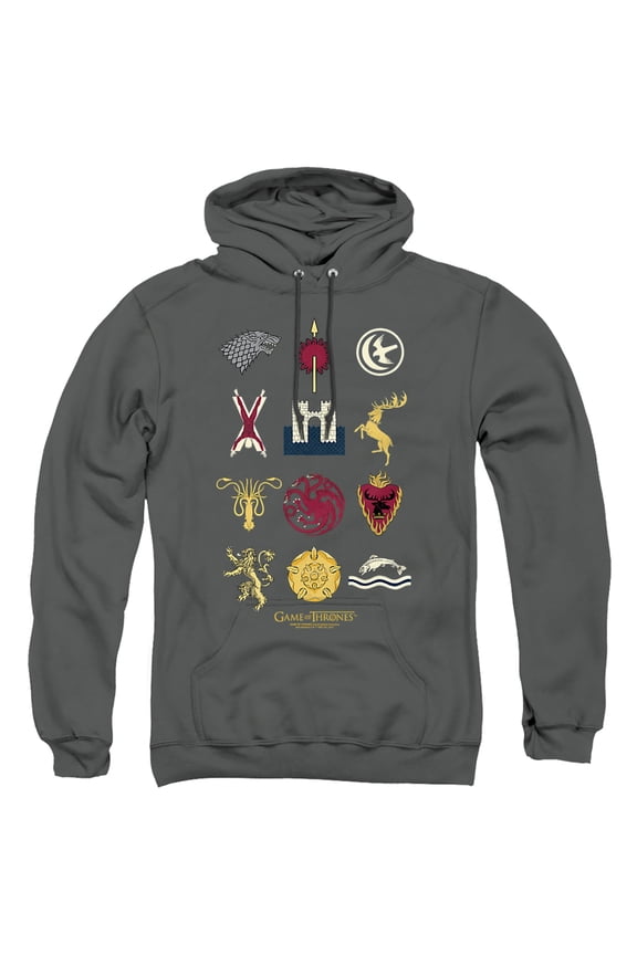 Game of Thrones House Sigils Unisex Adult Pull-Over Hoodie,Charcoal, Small