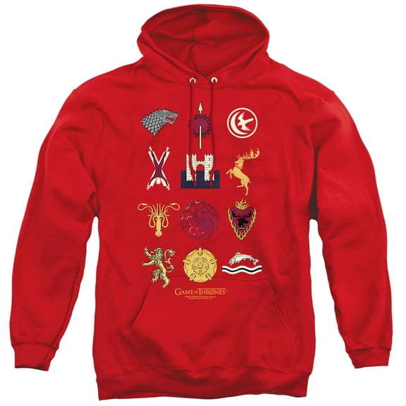 Game of Thrones House Sigils Unisex Adult Pull-Over Hoodie,Red, Medium