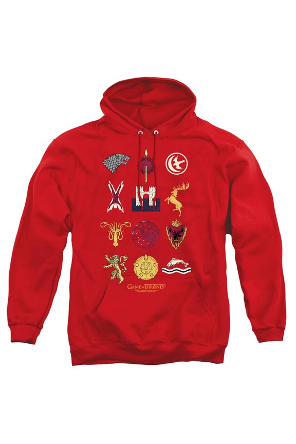 Game of Thrones House Sigils Unisex Adult Pull-Over Hoodie,Red, Medium