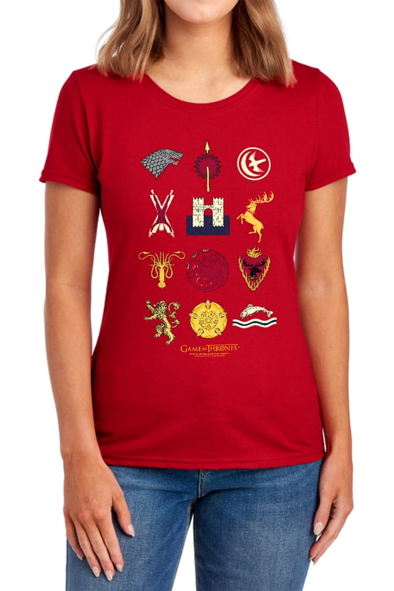 Game of Thrones House Sigils Women's T Shirt,Red, 2X-Large