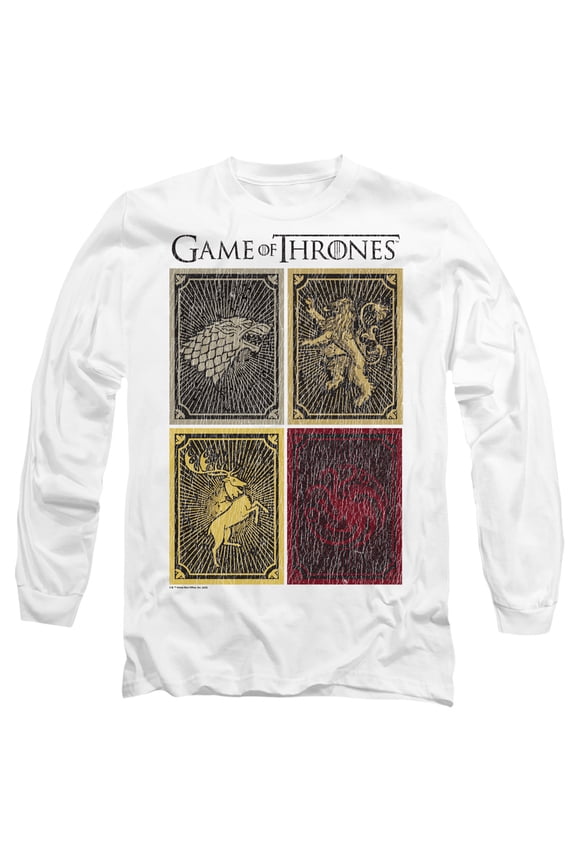 Game of Thrones House Squares Unisex Adult Long-Sleeve T Shirt,White, Medium