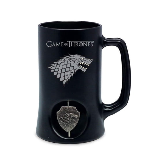 Game of Thrones House Stark Ceramic Stein w/ Rotating Metal Emblem