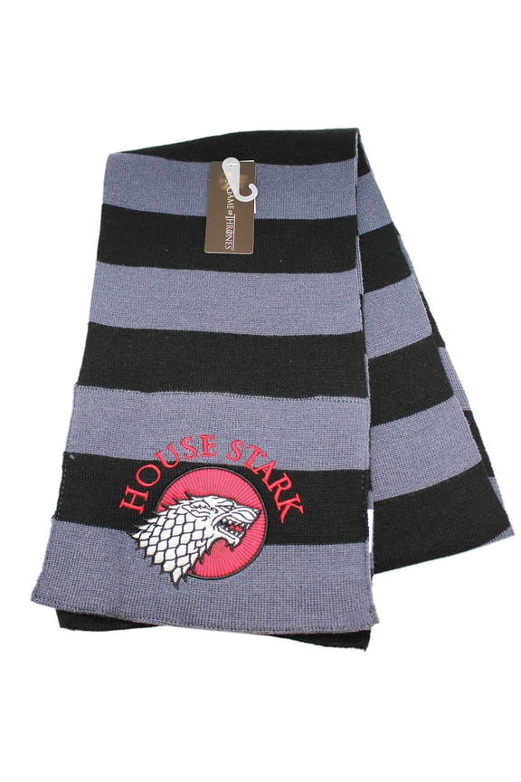 House Stark Dire Wolf Emblem Gray and Black Scarf